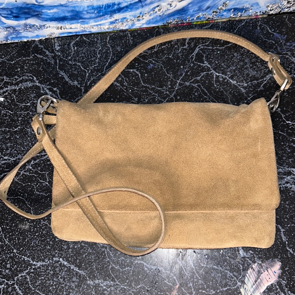 Garner Hill Vintage Suede Leather Shoulder Bag Purse Handbag